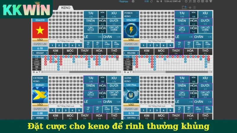 Đặt cược cho keno để rinh thưởng khủng