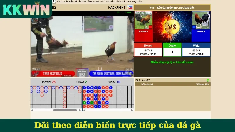 Dõi theo diễn biến trực tiếp của đá gà