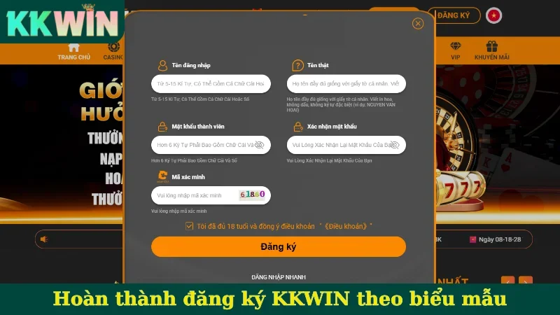 Hoàn thành đăng ký KKWIN theo biểu mẫu