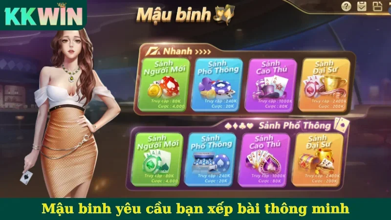 Mậu binh yêu cầu bạn xếp bài thông minh