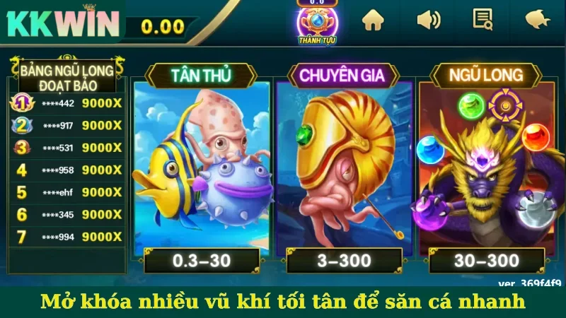 Mở khóa nhiều vũ khí tối tân để săn cá nhanh