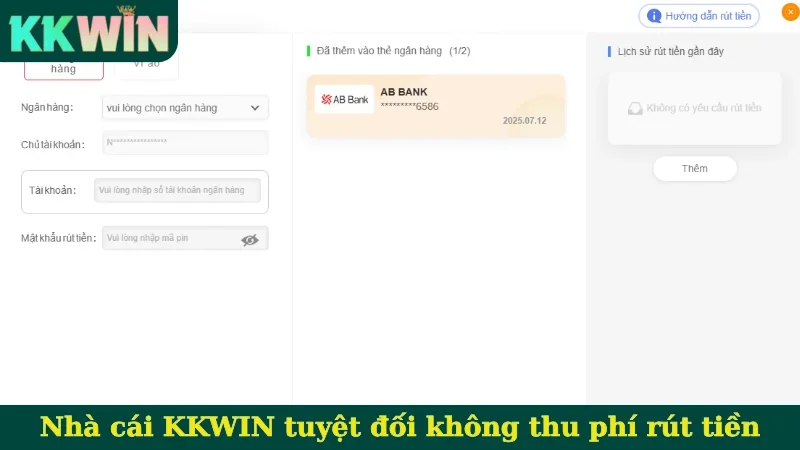 Nhà cái KKWIN tuyệt đối không thu phí rút tiền